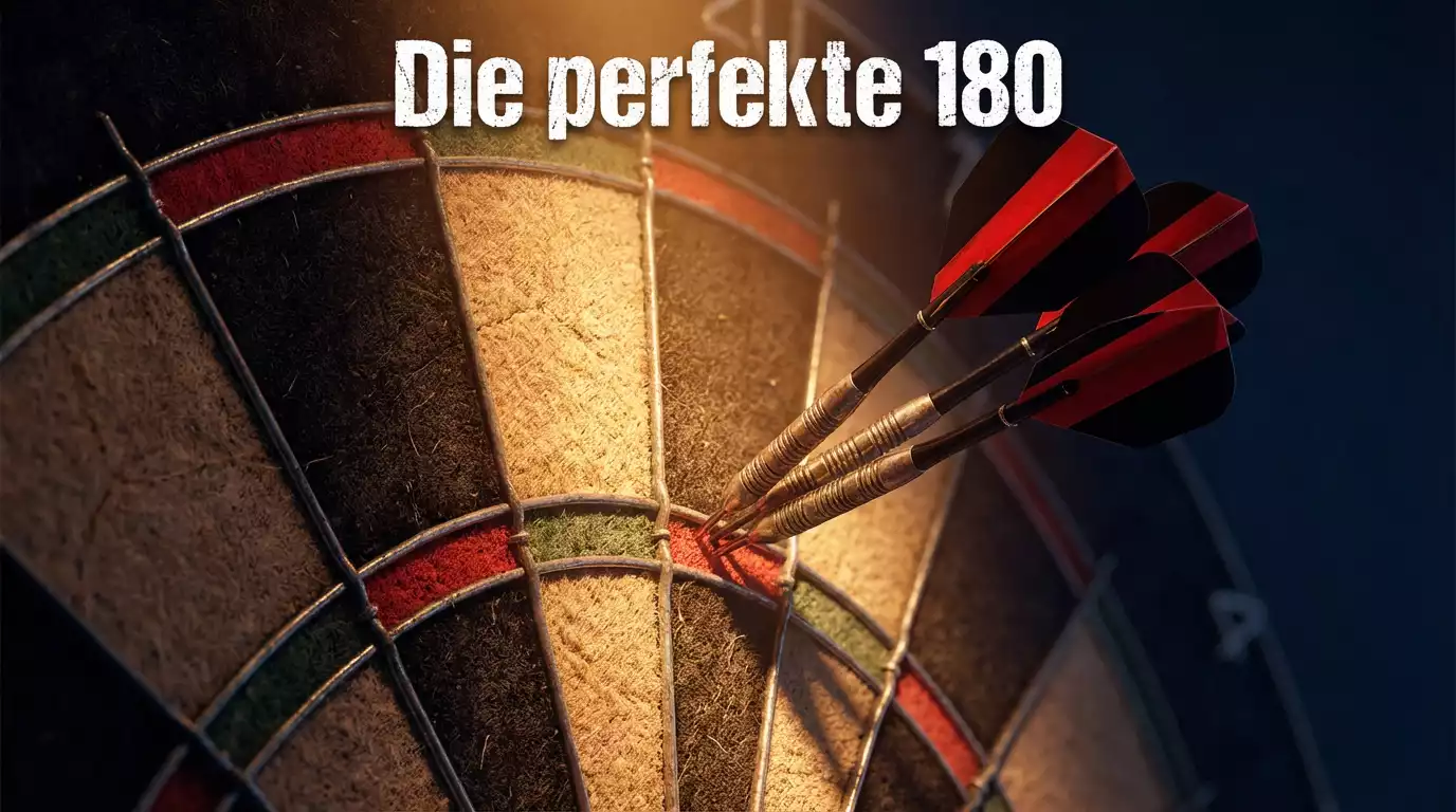 Drei Darts stecken im Triple-20-Feld für eine perfekte 180