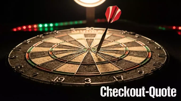 Dartpfeil trifft Double-Feld auf Dartscheibe bei Checkout-Versuch