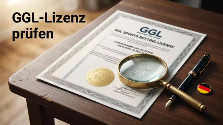 Offizielles Lizenzdokument mit Siegel auf einem Schreibtisch