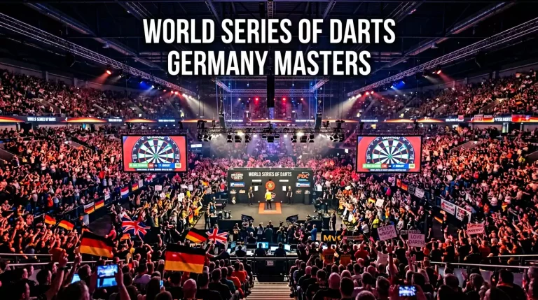 Riesige Arena mit Tausenden Zuschauern beim German Darts Masters Event